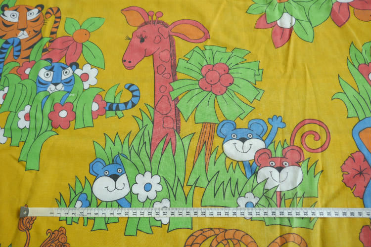 CANNON社 動物 アニマル ジャングル柄 70's ヴィンテージ ユーズドシーツ(ボックスタイプ) USA