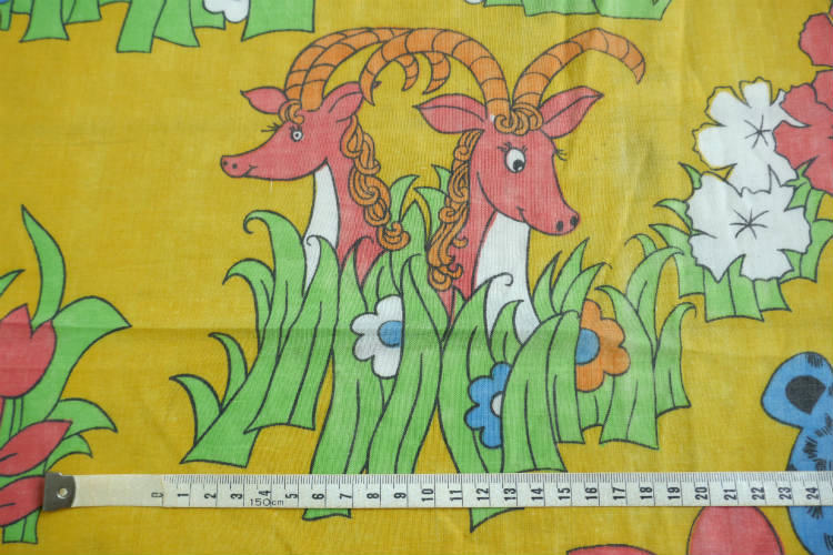 CANNON社 動物 アニマル ジャングル柄 70's ヴィンテージ ユーズドシーツ(ボックスタイプ) USA