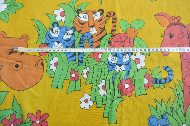 CANNON社 動物 アニマル ジャングル柄 70's ヴィンテージ ユーズドシーツ(ボックスタイプ) USA