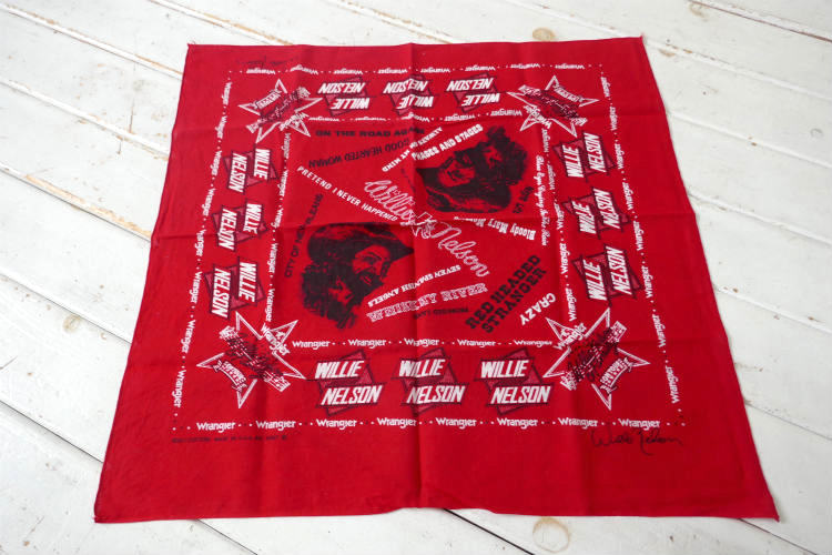 Wrangler ラングラー ウィリーネルソン カントリー歌手  70's ヴィンテージ バンダナ ハンカチ USA