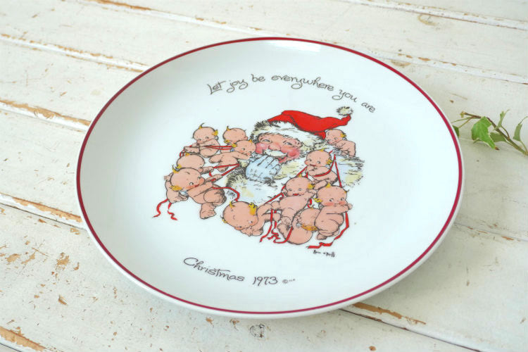 キューピー ローズオニール クリスマス 限定版 サンタクロース 陶磁器 1973年 ヴィンテージ 絵皿 プレート 飾り皿 コレクタープレート