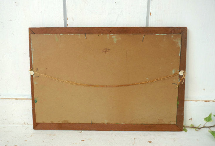 雪山 滝 針葉樹林 ハンドペイント 木製フレーム入り ヴィンテージ 油絵 風景画 アート USA