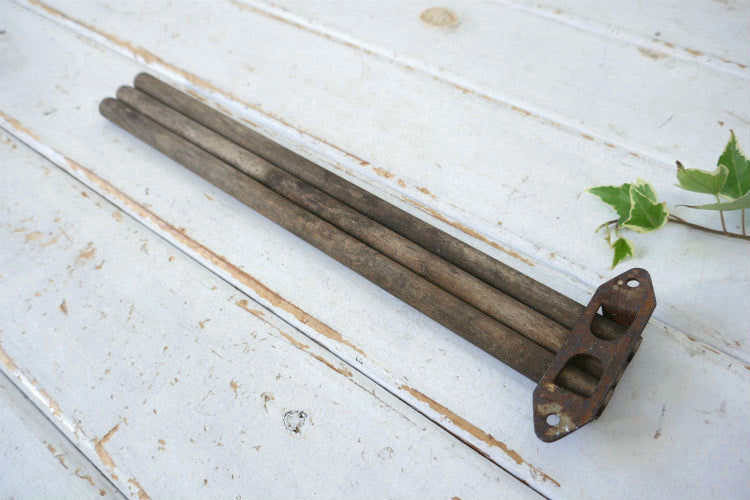 木製 シャビー 3連 スイングアーム 可動式 アンティーク OLD タオルハンガー タオルバー USA