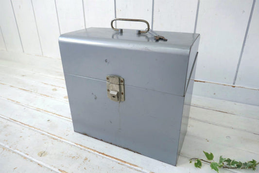 インダストリアル 鍵付き グレー スチール製 ヴィンテージ ファイルケース 書類ケース USA