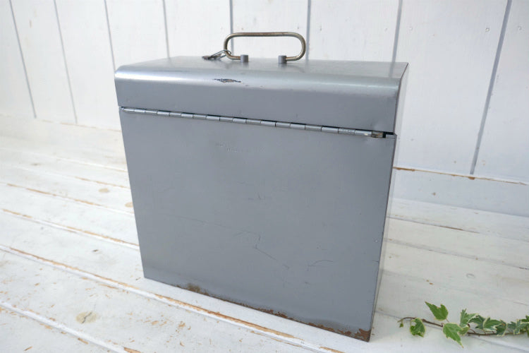 インダストリアル 鍵付き グレー スチール製 ヴィンテージ ファイルケース 書類ケース USA