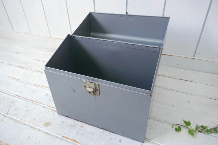 インダストリアル 鍵付き グレー スチール製 ヴィンテージ ファイルケース 書類ケース USA