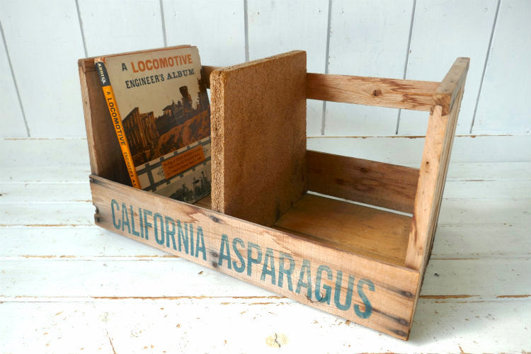 California Asparagus カリフォルニア アスパラガス 仕切り付き ヴィンテージ ウッドボックス 木箱 ベジタブルボックス USA