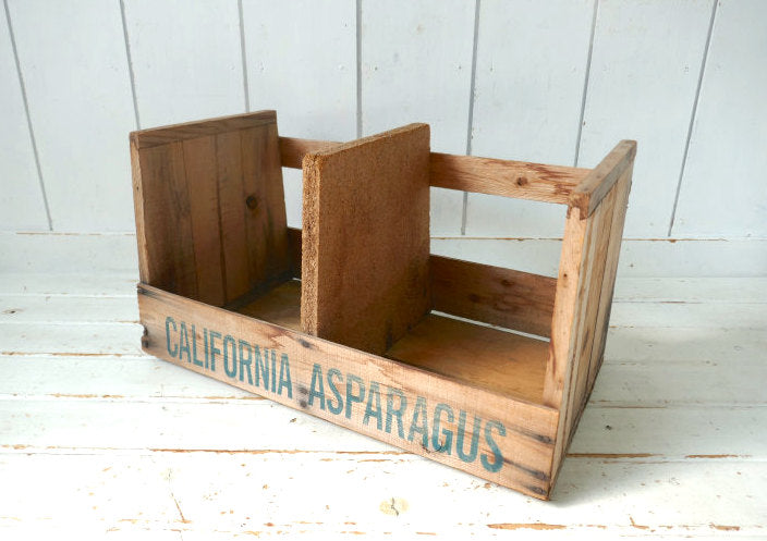 California Asparagus カリフォルニア アスパラガス 仕切り付き ヴィンテージ ウッドボックス 木箱 ベジタブルボックス USA