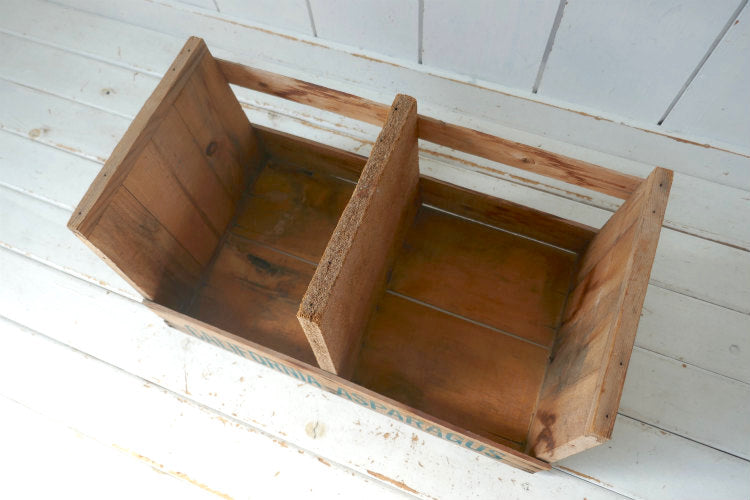 California Asparagus カリフォルニア アスパラガス 仕切り付き ヴィンテージ ウッドボックス 木箱 ベジタブルボックス USA