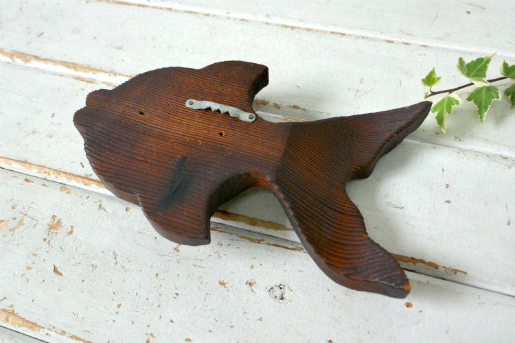 レトロ 木製 木彫り 金魚 熱帯魚 ヴィンテージ 壁飾り ウォールデコ インテリア アート USA ミッドセンチュリー