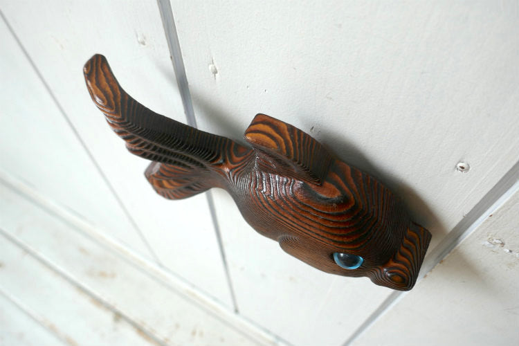 レトロ 木製 木彫り 金魚 熱帯魚 ヴィンテージ 壁飾り ウォールデコ インテリア アート USA ミッドセンチュリー
