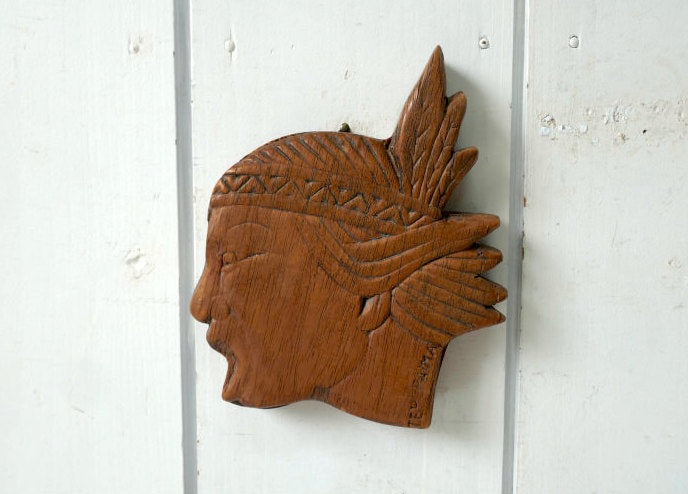 Cacique Terepaima テレパイマ インディアン 酋長 先住民 木製 アンティーク 壁飾り ウォールデコ スーベニア品