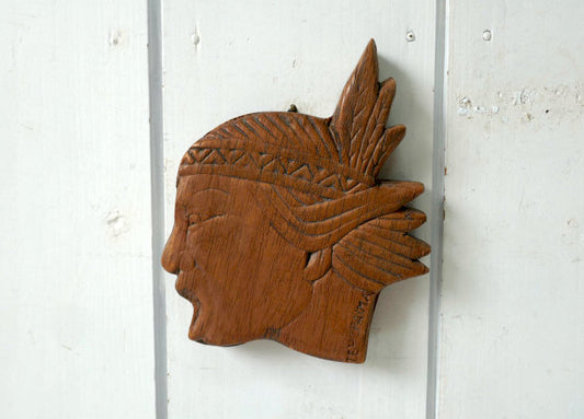 Cacique Terepaima テレパイマ インディアン 酋長 先住民 木製 アンティーク 壁飾り ウォールデコ スーベニア品