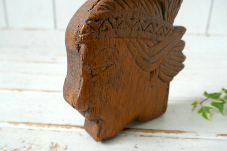 Cacique Terepaima テレパイマ インディアン 酋長 先住民 木製 アンティーク 壁飾り ウォールデコ スーベニア品