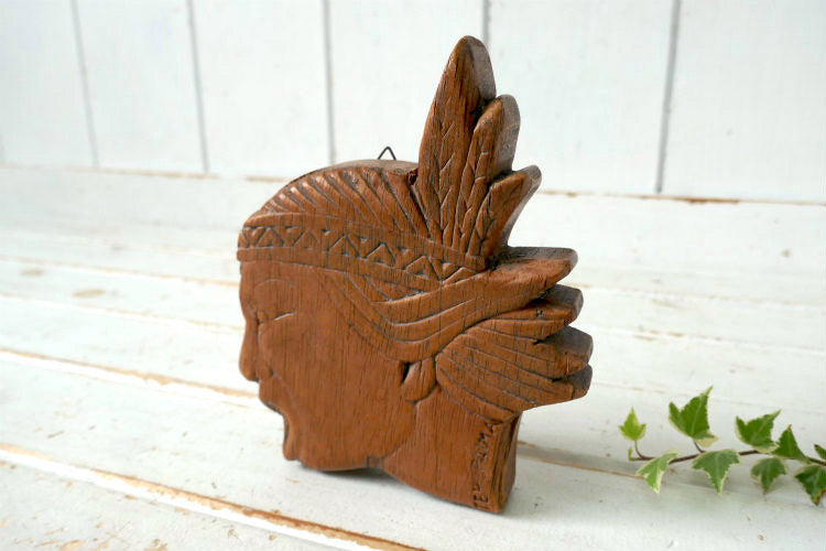 Cacique Terepaima テレパイマ インディアン 酋長 先住民 木製 アンティーク 壁飾り ウォールデコ スーベニア品