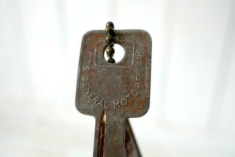 GM ゼネラルモーターズ 1966's イリノイ州 ナンバープレート型 ヴィンテージ キーホルダー 古鍵 2本付き アメ車 USA
