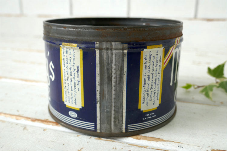 Manning's COFFEE カリフォルニア サンフランシスコ ティン製 ヴィンテージ コーヒー缶 ティン缶 USA