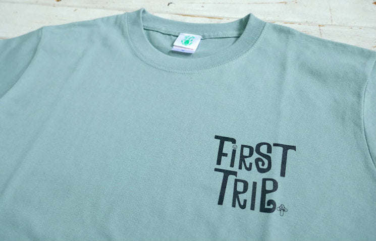First Trip ファーストトリップ スマイル＆キノコ 60's デザイン スモーキーグリーン オリジナル ロングスリーブTシャツ ロンT 新品 アパレル