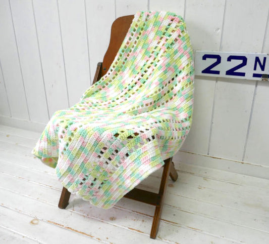 アメリカ パステルカラー ヴィンテージ ニットブランケット ひざ掛け ブランケット ベビーブランケット USA