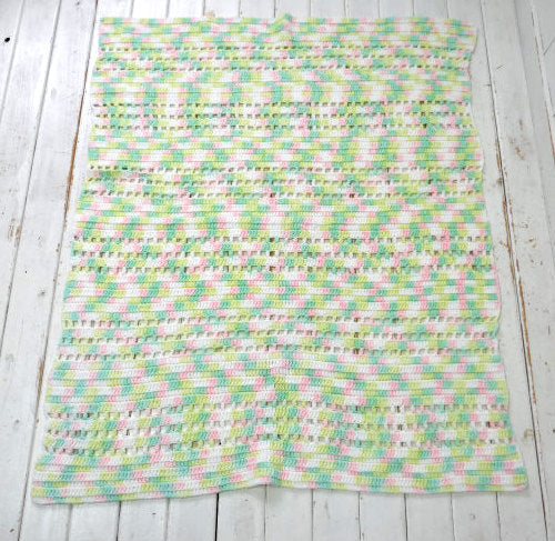 アメリカ パステルカラー ヴィンテージ ニットブランケット ひざ掛け ブランケット ベビーブランケット USA
