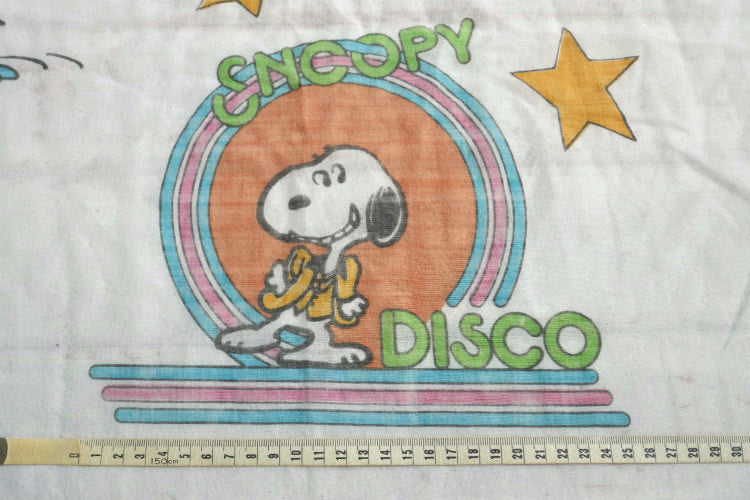 SNOOPY スヌーピー ピーナッツの仲間たち ディスコ柄 60' ヴィンテージ ユーズドシーツ ベッドシーツ(ボックスタイプ) USA
