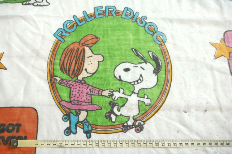 SNOOPY スヌーピー ピーナッツの仲間たち ディスコ柄 60' ヴィンテージ ユーズドシーツ ベッドシーツ(ボックスタイプ) USA