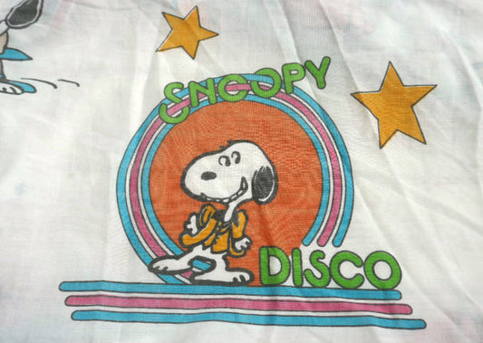SNOOPY スヌーピー ピーナッツの仲間たち ディスコ柄 60' ヴィンテージ ユーズドシーツ ベッドシーツ(ボックスタイプ) USA