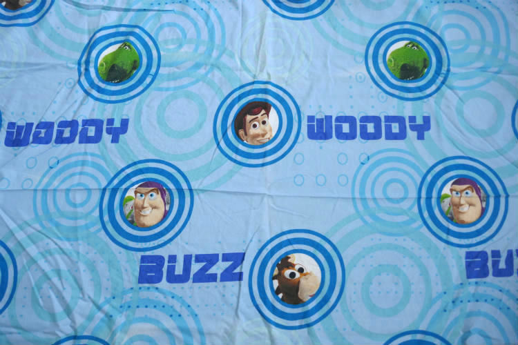 トイストーリー バズ ライトイヤー ウッディ レックス ブルズアイ キャラクター ビンンテージ ユーズドシーツ(フラット)