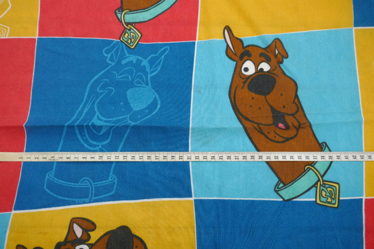 スクービードゥー クルッパー 犬 パネル柄 アニメ ビンテージ ユーズドシーツ ベッドシーツ(ボックスタイプ) USA