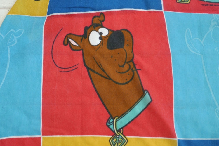 スクービードゥー クルッパー 犬 パネル柄 アニメ ビンテージ ユーズドシーツ ベッドシーツ(ボックスタイプ) USA