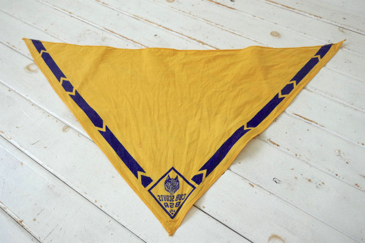 CUB SCOUTS BSA カブスカウト ボーイスカウト オオカミ イエロー 三角 60's ヴィンテージ バンダナ