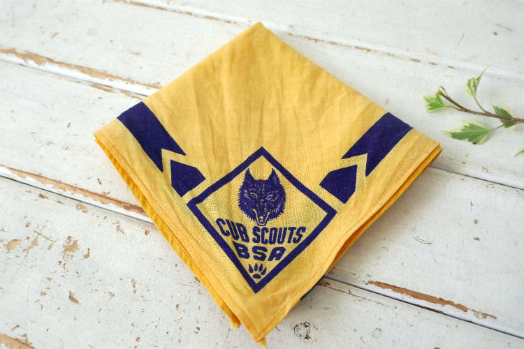 CUB SCOUTS BSA カブスカウト ボーイスカウト オオカミ イエロー 三角 60's ヴィンテージ バンダナ