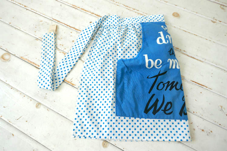 eat drink and be merry tomorrow we diet! ドット柄 コットン製 50's デッドストック ビンテージ エプロン 古着 USA