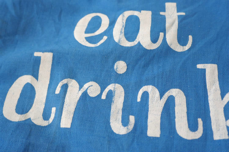 eat drink and be merry tomorrow we diet! ドット柄 コットン製 50's デッドストック ビンテージ エプロン 古着 USA