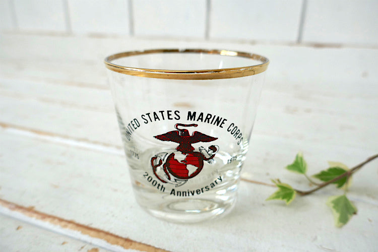US Marine Corp USMC アメリカ海兵隊 200周年 記念品 1975年 ヴィンテージ ウイスキー ロックグラス タンブラー グラス ガラスコップ 食器 USA Ⅰ
