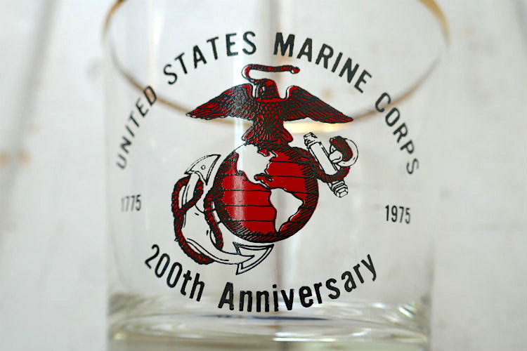 US Marine Corp USMC アメリカ海兵隊 200周年 記念品 1975年 ヴィンテージ ウイスキー ロックグラス タンブラー グラス ガラスコップ 食器 USA Ⅰ
