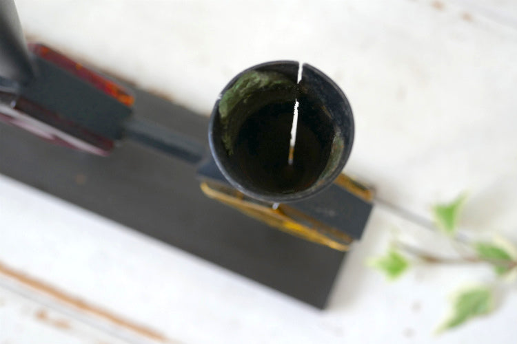 Bo Svensk スウェーデン カラーガラス アイアン製 木製 ミッドセンチュリー 60's ヴィンテージ キャンドルホルダー スタンド ロウソク立て