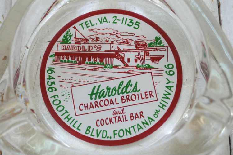 Harold's CHARCOAL BROILER and COCKTAIL BAR ハイウェイ66 ルート66 ヴィンテージ アドバタイジング 灰皿 アシュトレイ USA