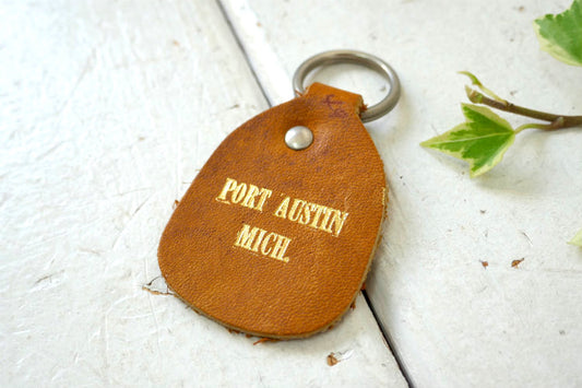ポートオースティン ミシガン州　PORT AUSTIN MICH  デッドストックヴィンテージ レザー 革 キーホルダー USA