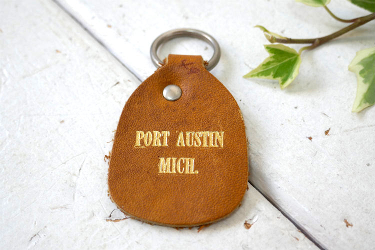 ポートオースティン ミシガン州　PORT AUSTIN MICH  デッドストックヴィンテージ レザー 革 キーホルダー USA