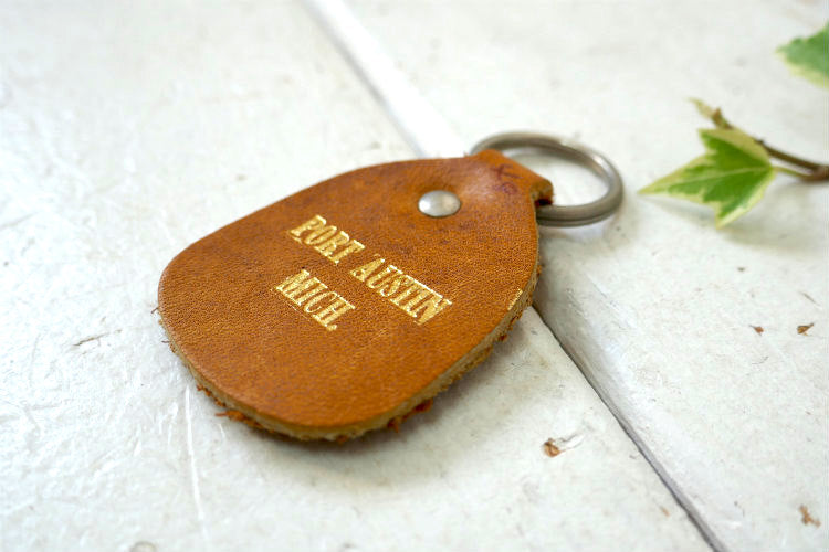 ポートオースティン ミシガン州　PORT AUSTIN MICH  デッドストックヴィンテージ レザー 革 キーホルダー USA