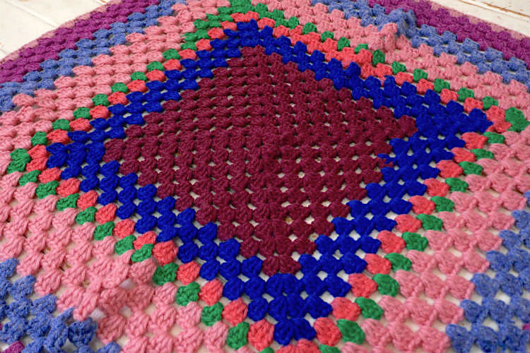 レトロ 手編みニット 8色 スクエア型 ヴィンテージ ブランケット ひざ掛け キャンプ アウトドアUSA