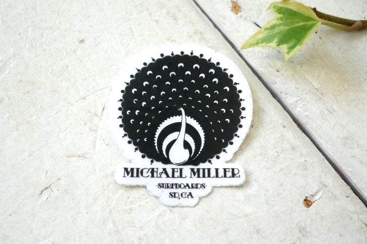 マイケルミラー サーフボード MICHAEL MILLER SURFBOADS カリフォルニアスタイル オリジナル ステッカー ブラックカラーベース×ホワイト