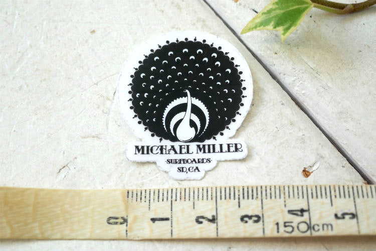 マイケルミラー サーフボード MICHAEL MILLER SURFBOADS カリフォルニアスタイル オリジナル ステッカー ブラックカラーベース×ホワイト