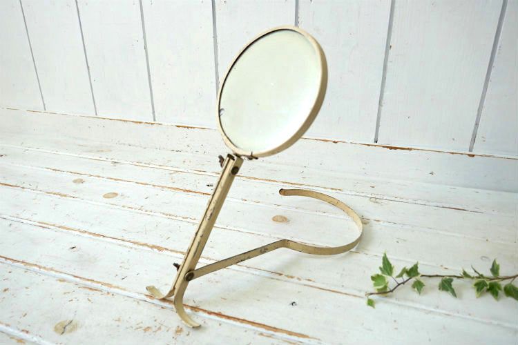 シャビー BARBER SHOP アイアン製 バーバー 可動式 両面タイプ ヴィンテージ シェービング ミラー スイングミラー 鏡 USA