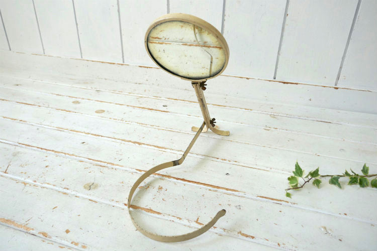 シャビー BARBER SHOP アイアン製 バーバー 可動式 両面タイプ ヴィンテージ シェービング ミラー スイングミラー 鏡 USA