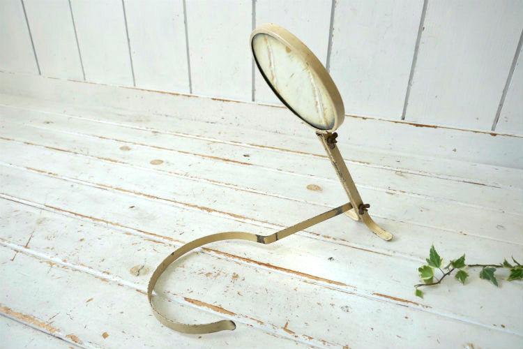 シャビー BARBER SHOP アイアン製 バーバー 可動式 両面タイプ ヴィンテージ シェービング ミラー スイングミラー 鏡 USA