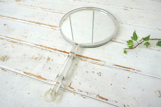 ミッドセンチュリー クリア 両面 50's ヴィンテージ ハンドミラー 手鏡 鏡 USA