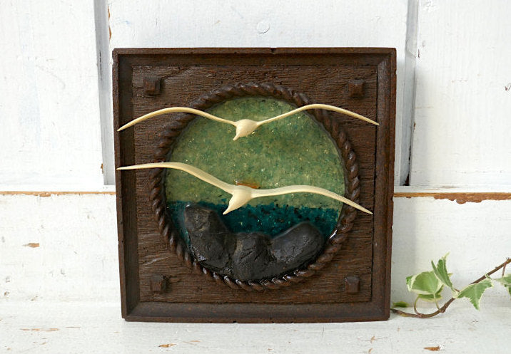 空飛ぶカモメ 3D 立体 樹脂製 ミッドセンチュリー 70's ヴィンテージ ウォールデコ アート 壁飾り USA