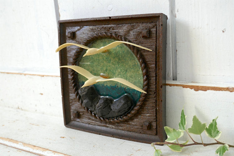 空飛ぶカモメ 3D 立体 樹脂製 ミッドセンチュリー 70's ヴィンテージ ウォールデコ アート 壁飾り USA